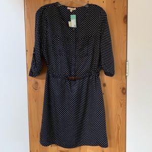 Skies Are Blue, navy blue/ polka dot, belted dress